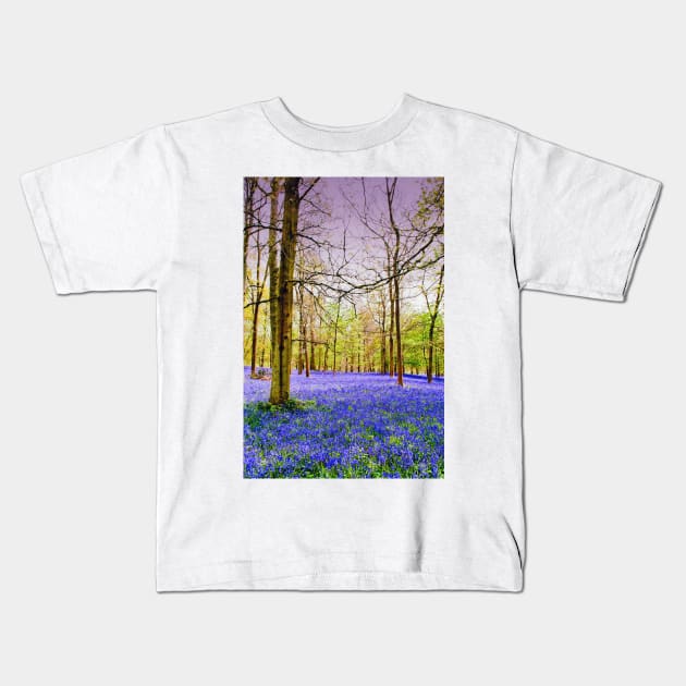 Bluebell Woods Greys Court England UK Kids T-Shirt by AndyEvansPhotos